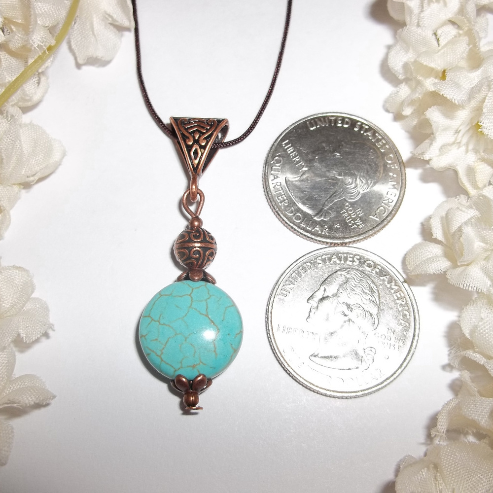 Faux Turquoise Blue And Copper Necklace NWT 4785 - Picture 8 of 8
